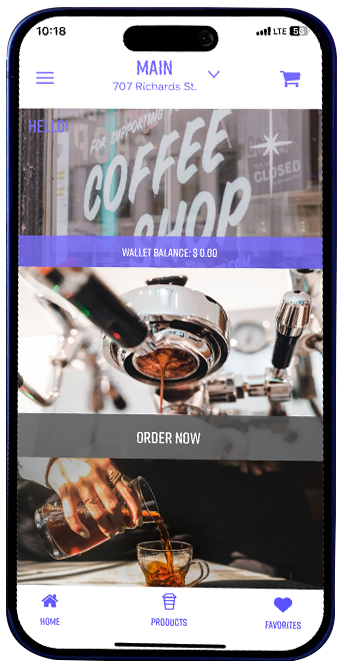Pono Coffee mobile app on a phone